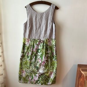 J Jill linen and cotton relaxed fit tropical print dress.  Size medium.